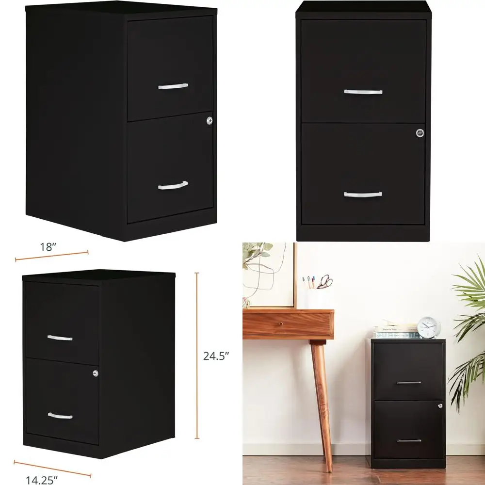 خزانة ملفات قفل ذات درجين من الفولاذ موفرة للمساحة - مثالية للاستخدام المنزلي والمكاتب الصغيرة #1