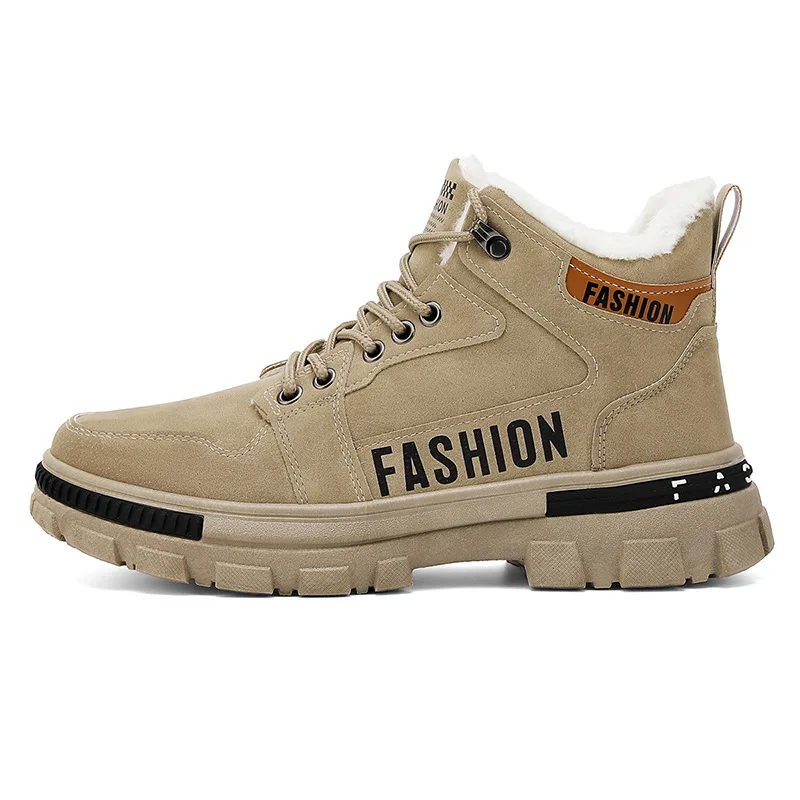 

Winter Anti Slip Plush Indoor Warm Cold Proof Snow High Top Platform Lace Up Outdoor Sport Work Boots Men Snow