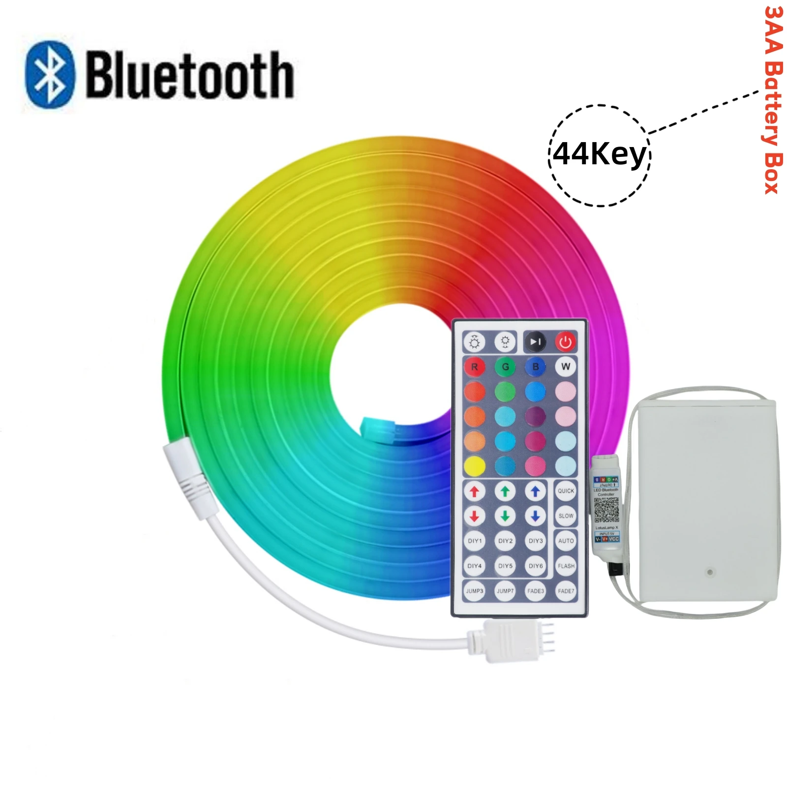 HEGEHE 5V RGB Neon Streifen Licht 1M 2M 3M 3AA Batterie Box Mit Bluetooth Fernbedienung wasserdichte Flexible Band Band Für Home Decor 3