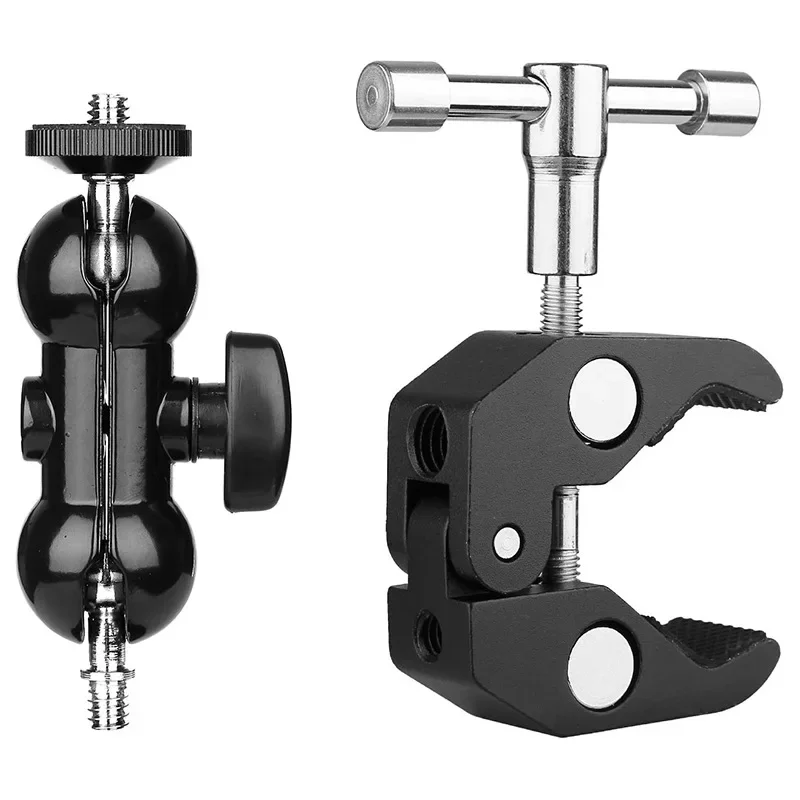 ZLRLMHY Metal Super Clip Suitable for DSLR Cameras,Monitors,LED Lights,Microphones with 360 ° Dual Ball Head Magic Arm Clip