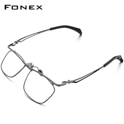 FONEX 180° Flip Titanium Glasses Frame Men Brand Design Square Eyeglasses Flip-up Ultralight Japanese High Quality Eyewear 8043