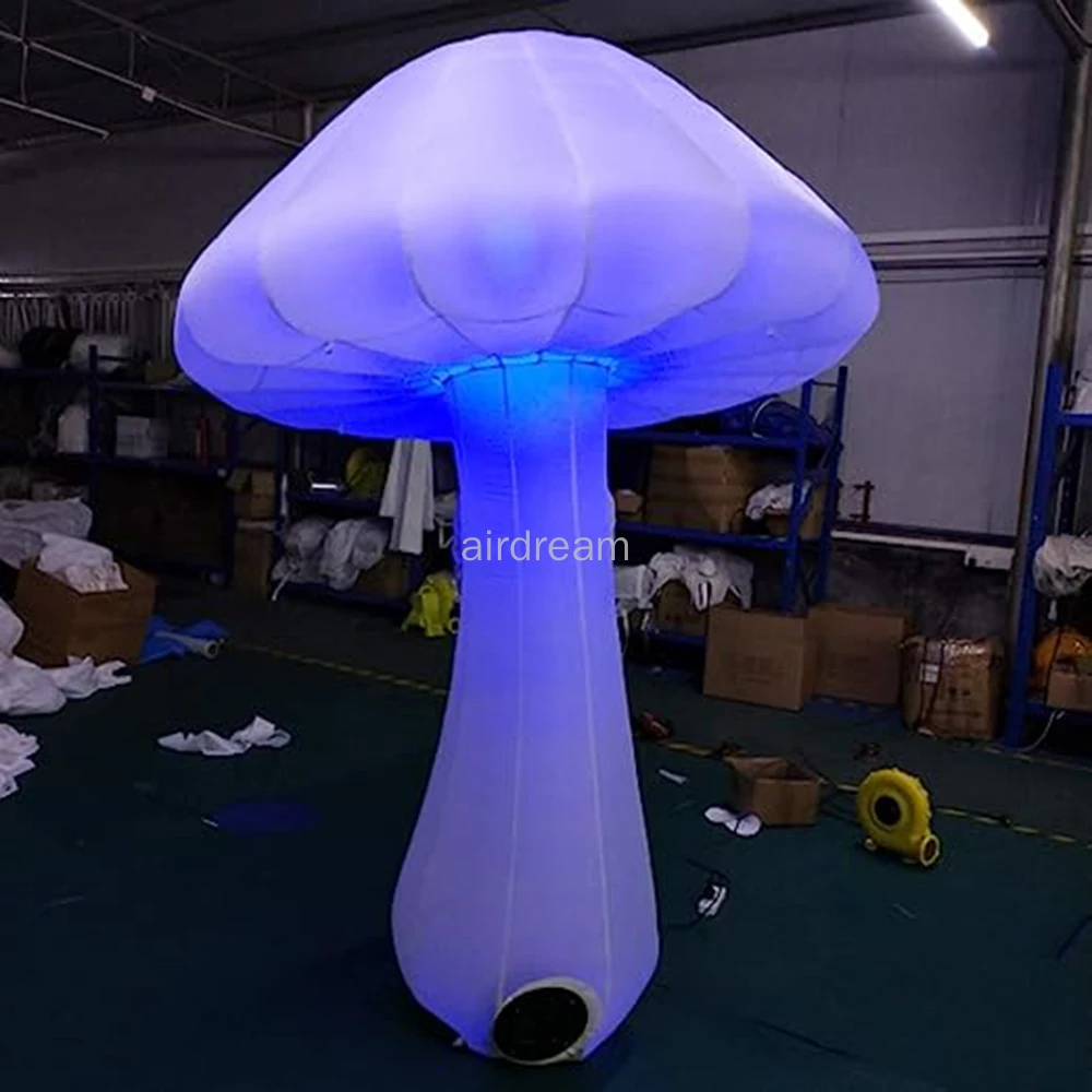 Free Standing Multisize Giant Inflatable Mushroom Model with Led light Outdoor Party Decoration with Full Prints Material