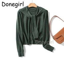 Donegirl Autumn Winter Women New Pull Sweater Design Casual Loose Jumper Fashion Elegant Square Collar Long Sleeve Loose Top