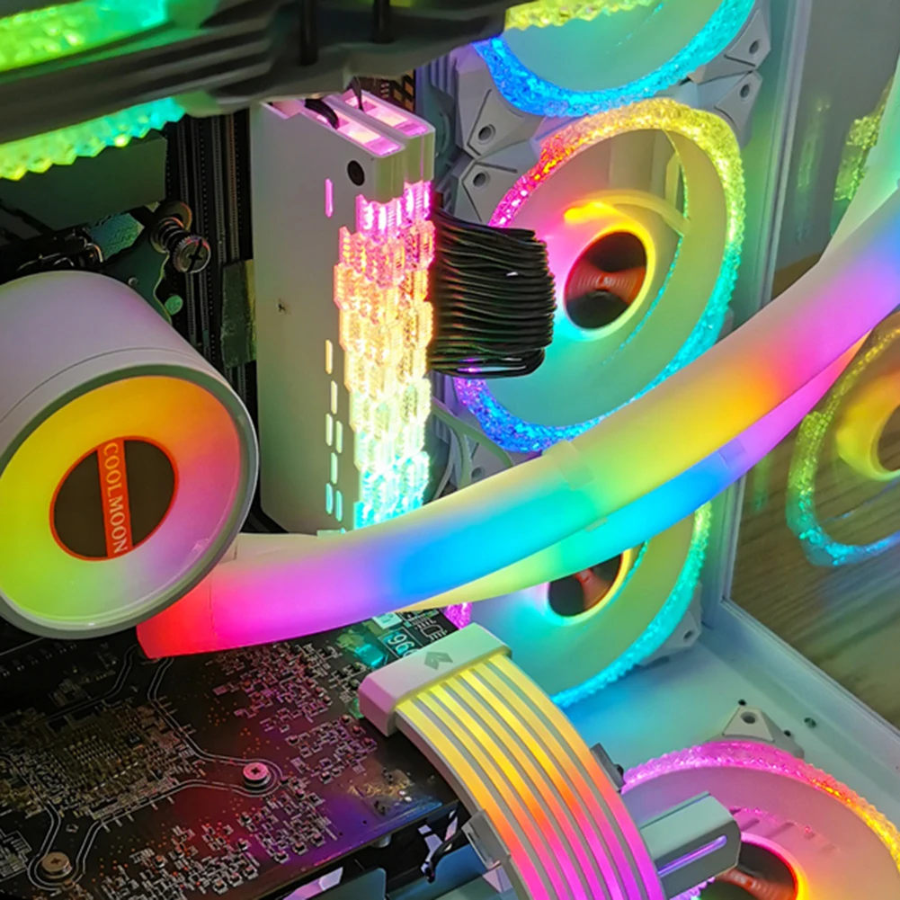 2 قطعة أنبوب تبريد المياه سيليكون مضيئة كم أنبوب تبريد المياه المبرد 5 فولت 3PIN ARGB 4PIN هالة مزامنة PC ديكور