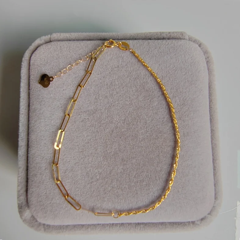 LABB Real 18K gold AB style bracelet Au750 hemp rope loop style women's bracelet boutique jewelry gift B0082