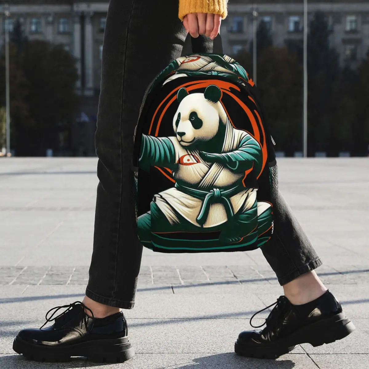 Yin Yang Karate Panda Backpack Student BookBag Children School Bag Computer Shoulder Bags for Boys Girls