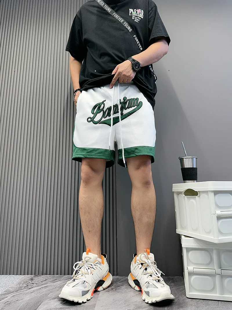 Quick Dry Mesh Shorts for Men Embroidered Sport Loose Basketball Shorts Streetwear Summer Short Pants Fashion Men Clothes