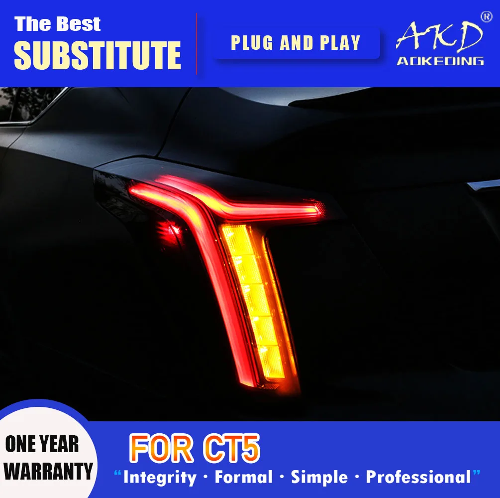 AKD Tail Lamp for Cadillac CT5 LED Tail Light 2018-2022 CT5 Rear Fog Brake Turn Signal Automotive Accessories