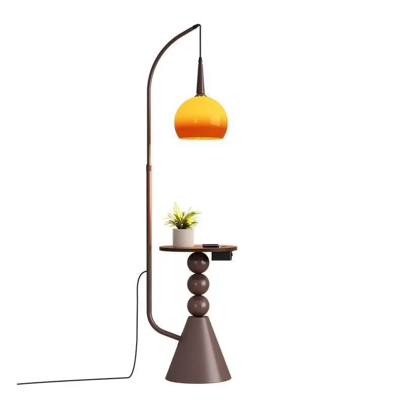 

American retro fishing floor lamp, living room shelf next to sofa coffee table grapefruit lamp