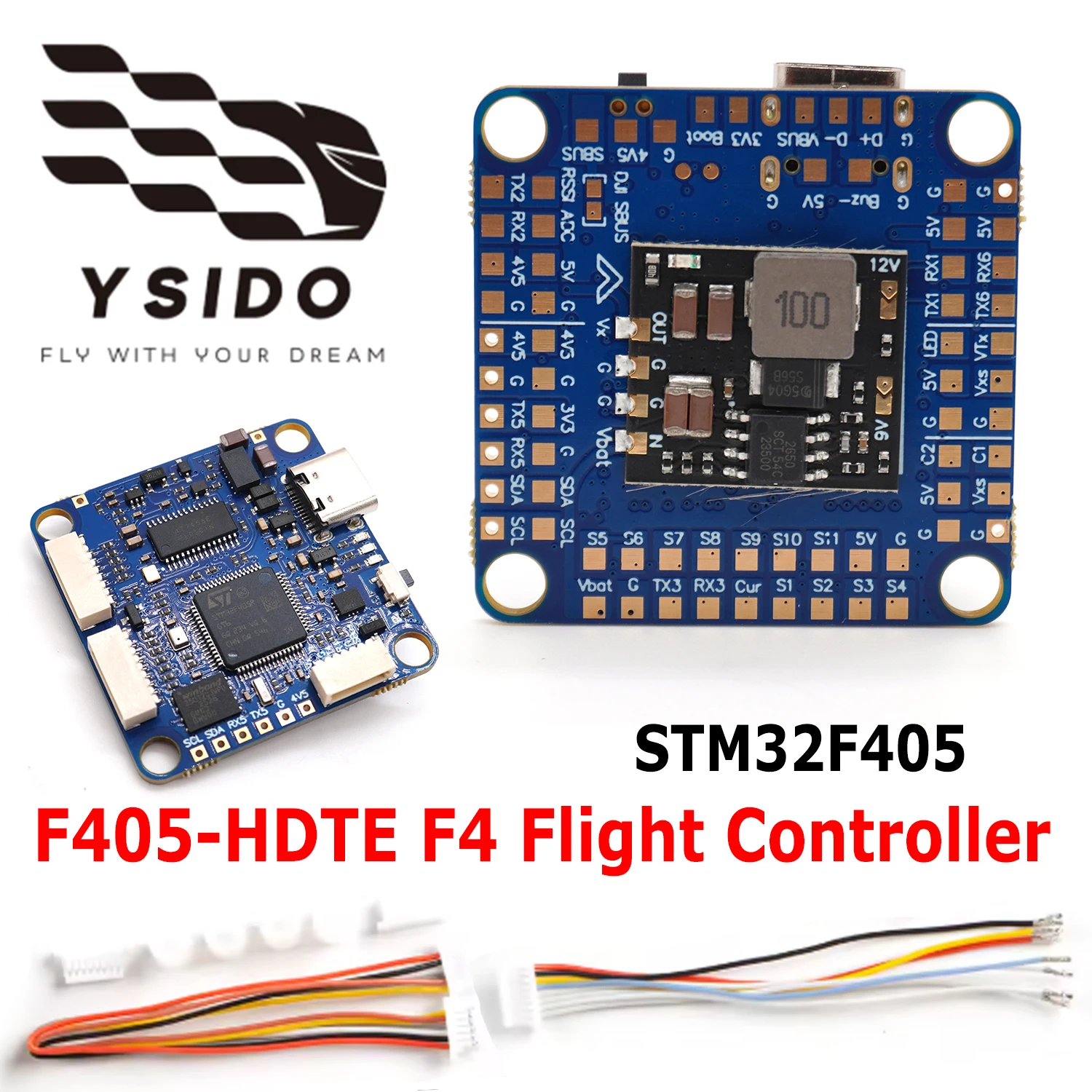 

YSIDO FC F405-HDTE F4 STM32F405 Flight Controller Built-in Dual BEC OSD Blackbox 3~12S Lipo Support DJI HD VTX for FPV Drone DIY