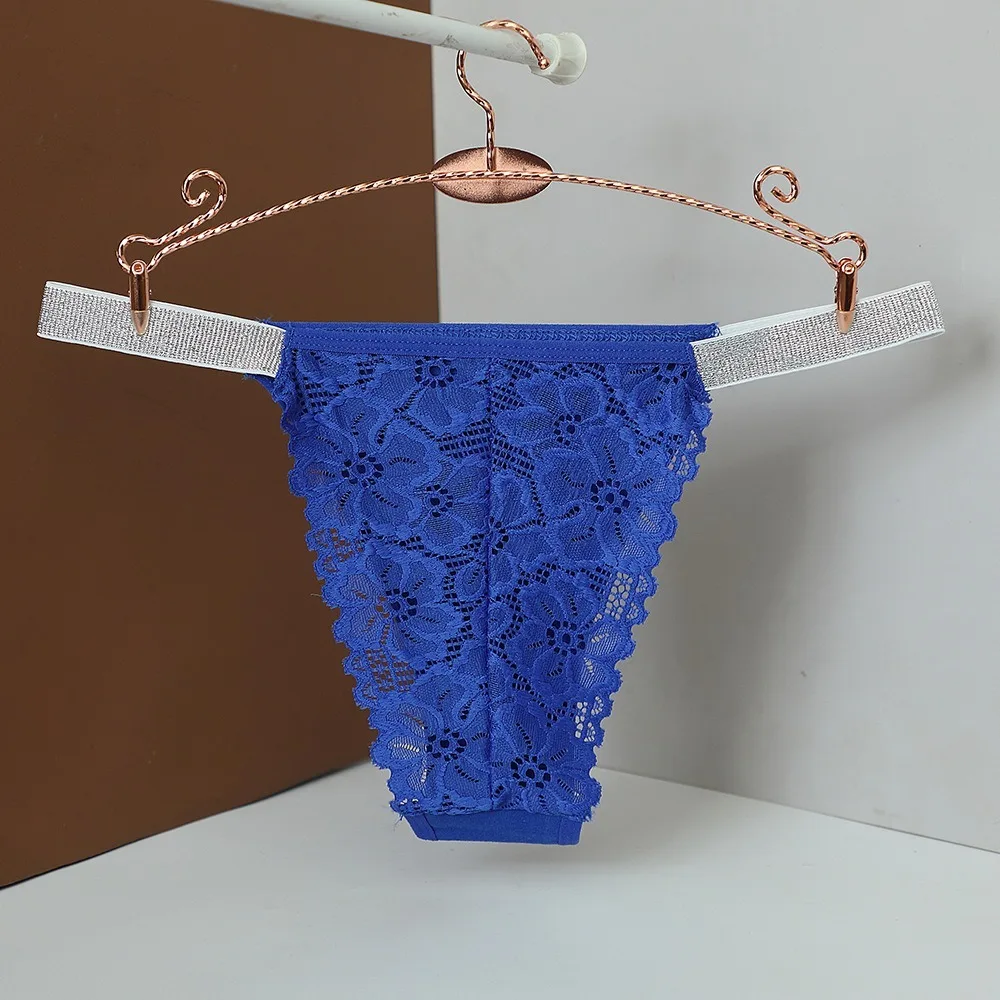 Culotte respirante en dentelle de cristal pour femme, sous-vêtement en coton transparent, string en biscuits, culotte en maille taille basse, cadeaux