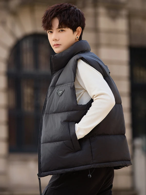 

Теплый пуховый жилет с воротником-стойкой, повседневный, спортивный, для молодежи, зимний, из полиэфирного волокна, белый, с наполнителем из пуха