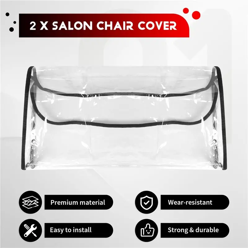 ABRE-2 Pack Salon Chair Cover Protectors,Clear Square Hairdressing Chair Back Covers For Fits Most Standard Chairs