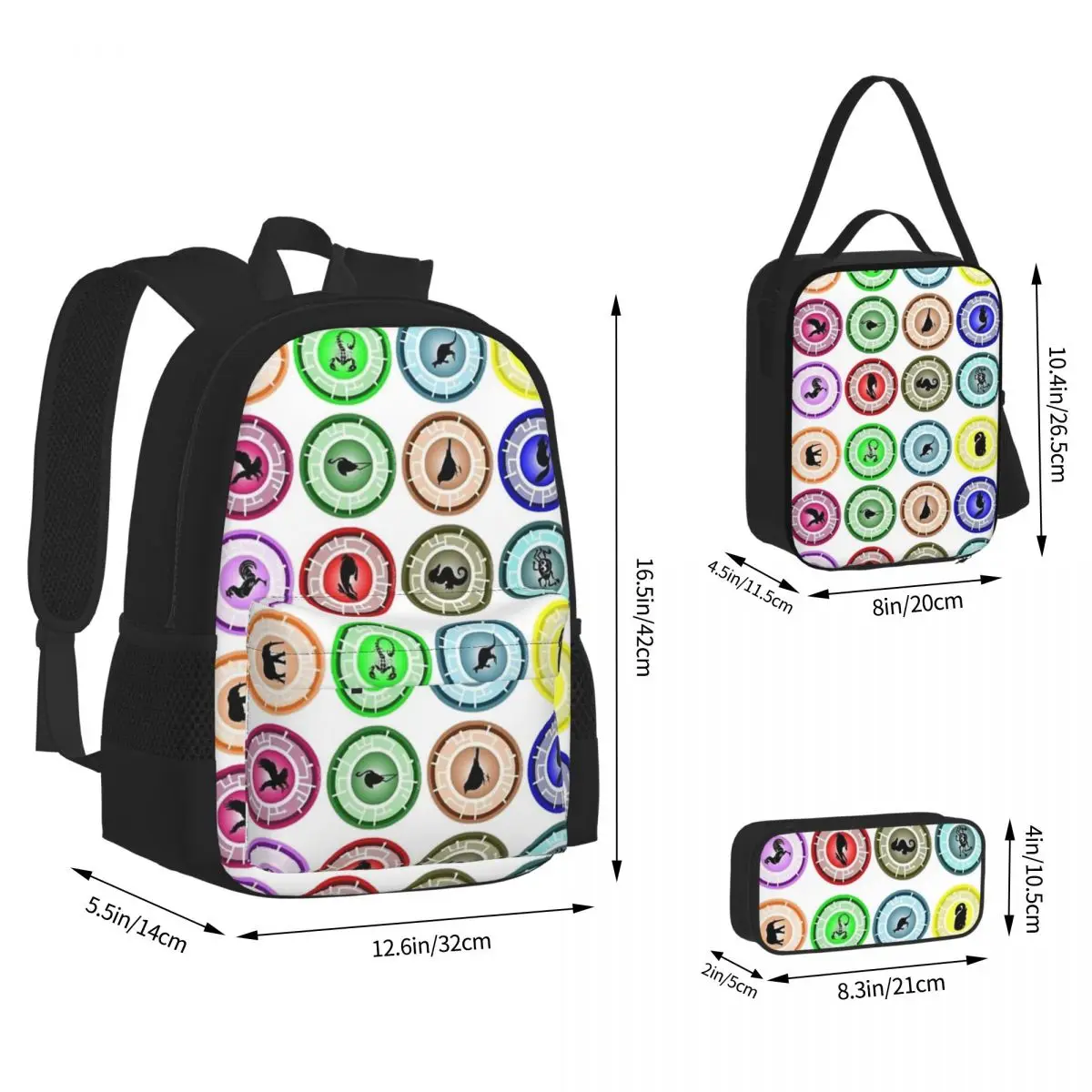 Kratts-mochilas escolares de dibujos animados para niños y niñas, juego de tres piezas, para el almuerzo