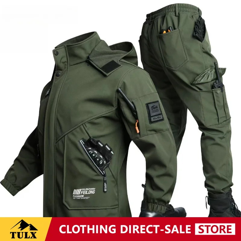Autumn Winter Tactical Assault Suit Men Camouflage Warm Wear-resistant Water-repellent Set Outdoor Work Pant Jacket Work Clothes