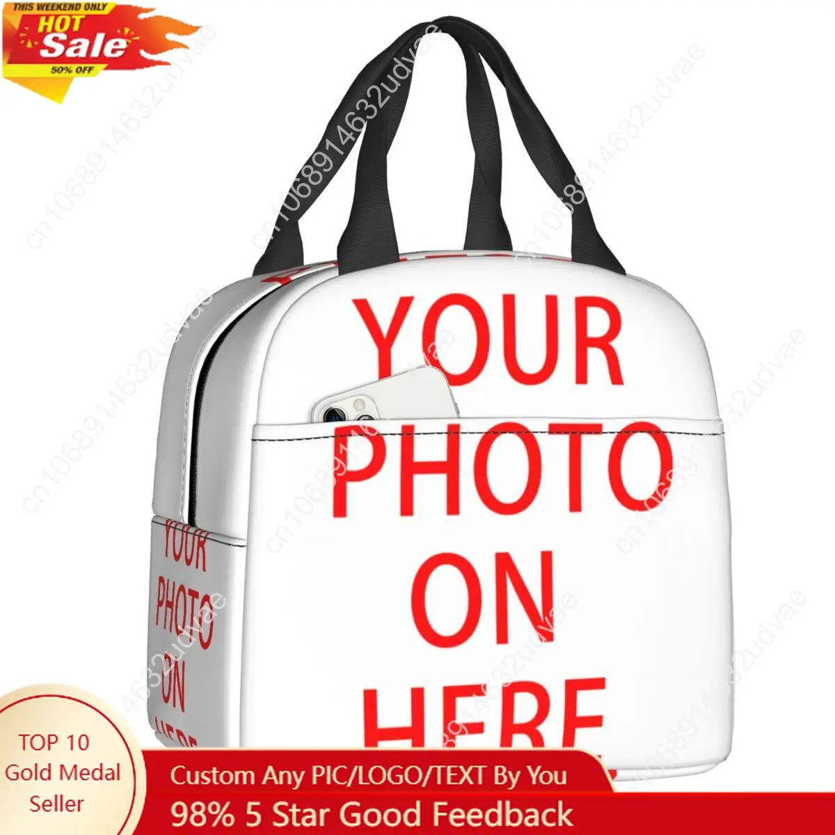 

Family Pets Custom DIY Logo Insulated Lunch Tote Bag for Women Customized Photo Print Resuable Cooler Thermal Bento Box School