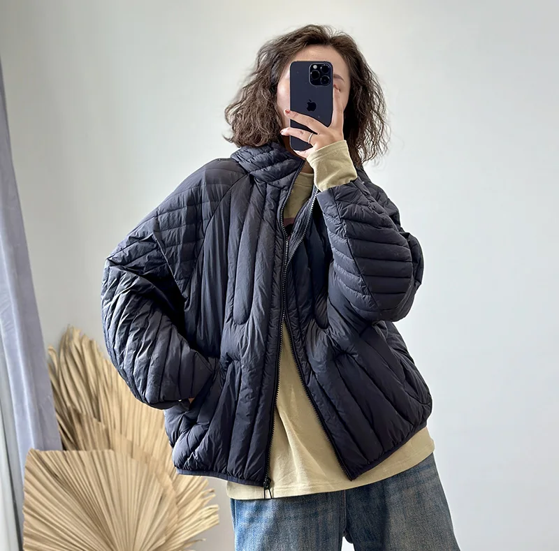 Schinteon Women Ultralight 90% White Duck Down Jacket Over Size Loose Casual Autumn Winter Outwear Vintage Coat Hood 2026 New