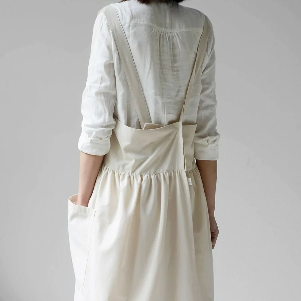 

Хлопковый фартук в корейском стиле с регулируемыми ремнями, водонепроницаемый фартук для приготовления пищи, повседневный большой размер, рабочая униформа для сада, сада