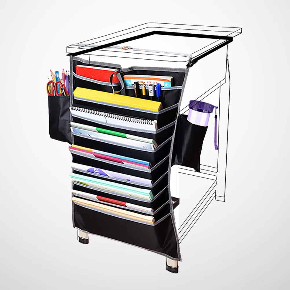 

Desk Hanging Bag Oxford Fabric Large Capacity Storage Organizer For Books Files Water Bottle Pens Book Bag Holder Pocket
