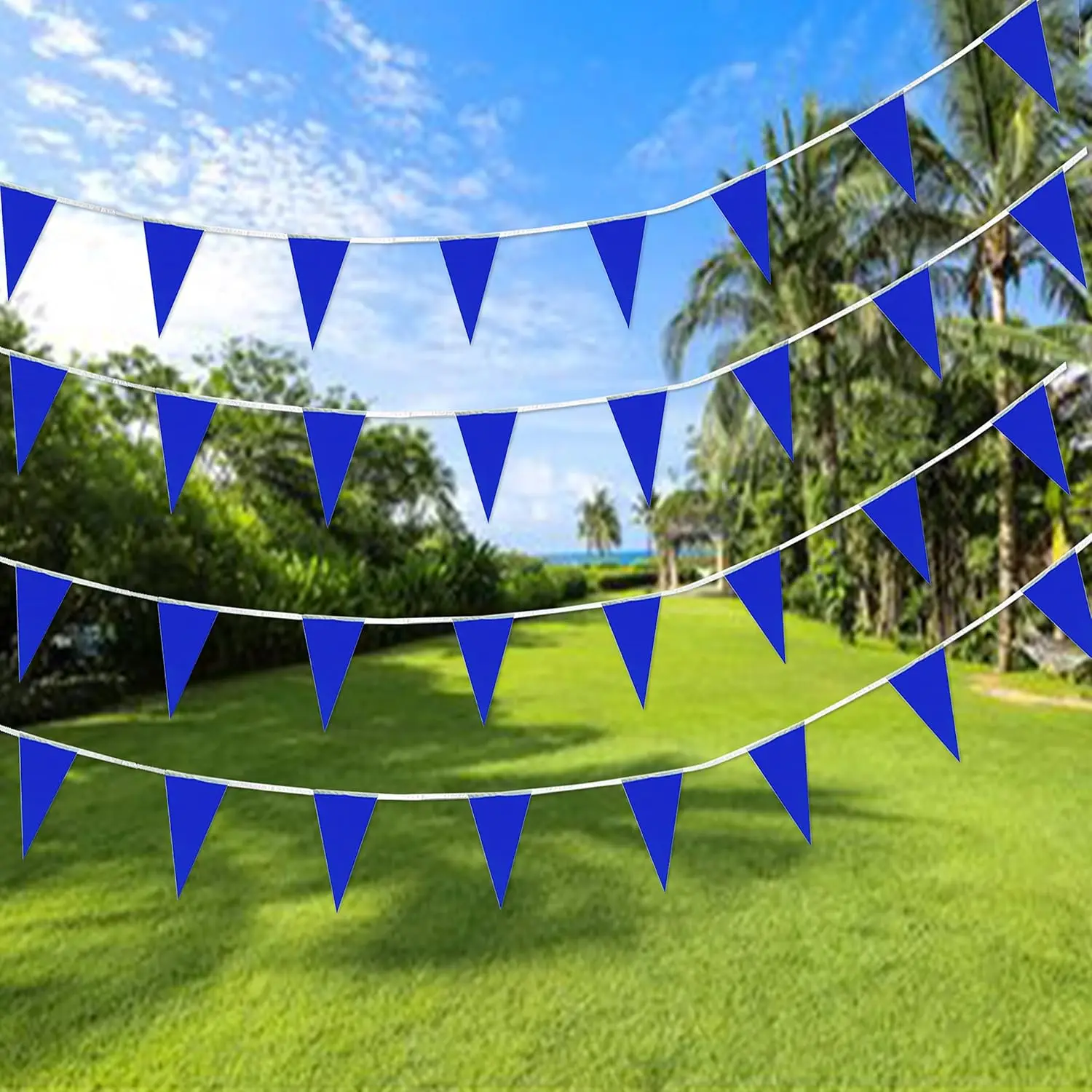 1 Set Marineblaue Wimpelgirlande 10m/33Ft, Wimpelkette für Hochzeit, Geburtstag, Eröffnungsfeier, Partydekorationen – Detail 4
