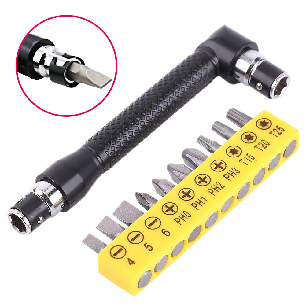 L-Shaped Double Head Screwdriver Utility Mini Socket Wrench 1/4