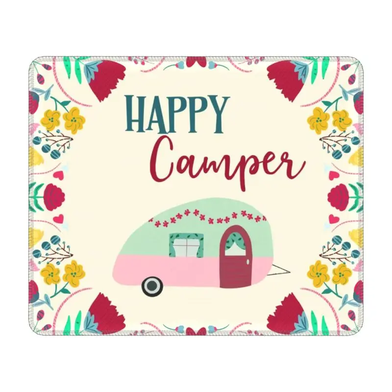 Happy Camper Van Life Mouse Pad Waterproof Gamer Mousepad Non Slip Rubber Base Cartoon RV Camping Office Computer PC Desk Mat