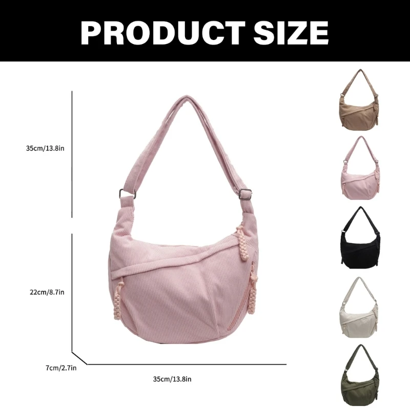 Bolso compacto pana con forma para mujer, bolso hombro fácil transportar y organizar