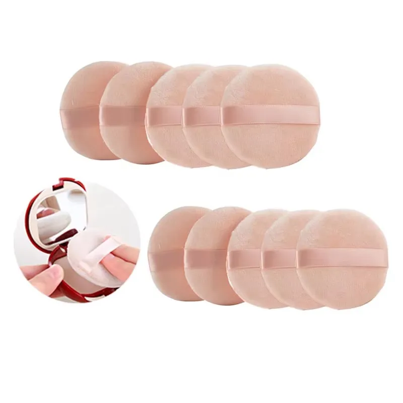 1–60 Stück runde Wattepads, weiche und langlebige Samt-Puderquaste mit Band, Gesichtspuderquasten für die Gesichts-Make-up-Anwendung