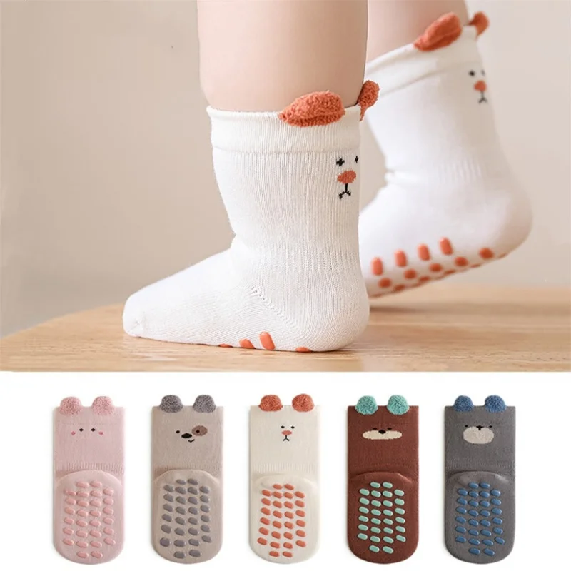 New Autumn Baby Floor Socks Cute Cartoon Ear Infants Young Children Indoor Anti-slip Boneless Toddler Socks For Girl Boy 0-5Yrs