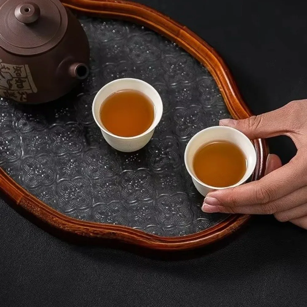 

Элегантный овальный стеклянный чайный сервиз, стеклянная деревянная подставка для фруктов, многофункциональный ящик для хранения, подставка для фруктов