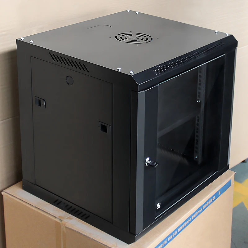 Porta de vidro temperado 9U de seção dupla de fácil instalação para gabinete de aço de rack de servidor de 19 polegadas 6U 9U 12U para centro de dados