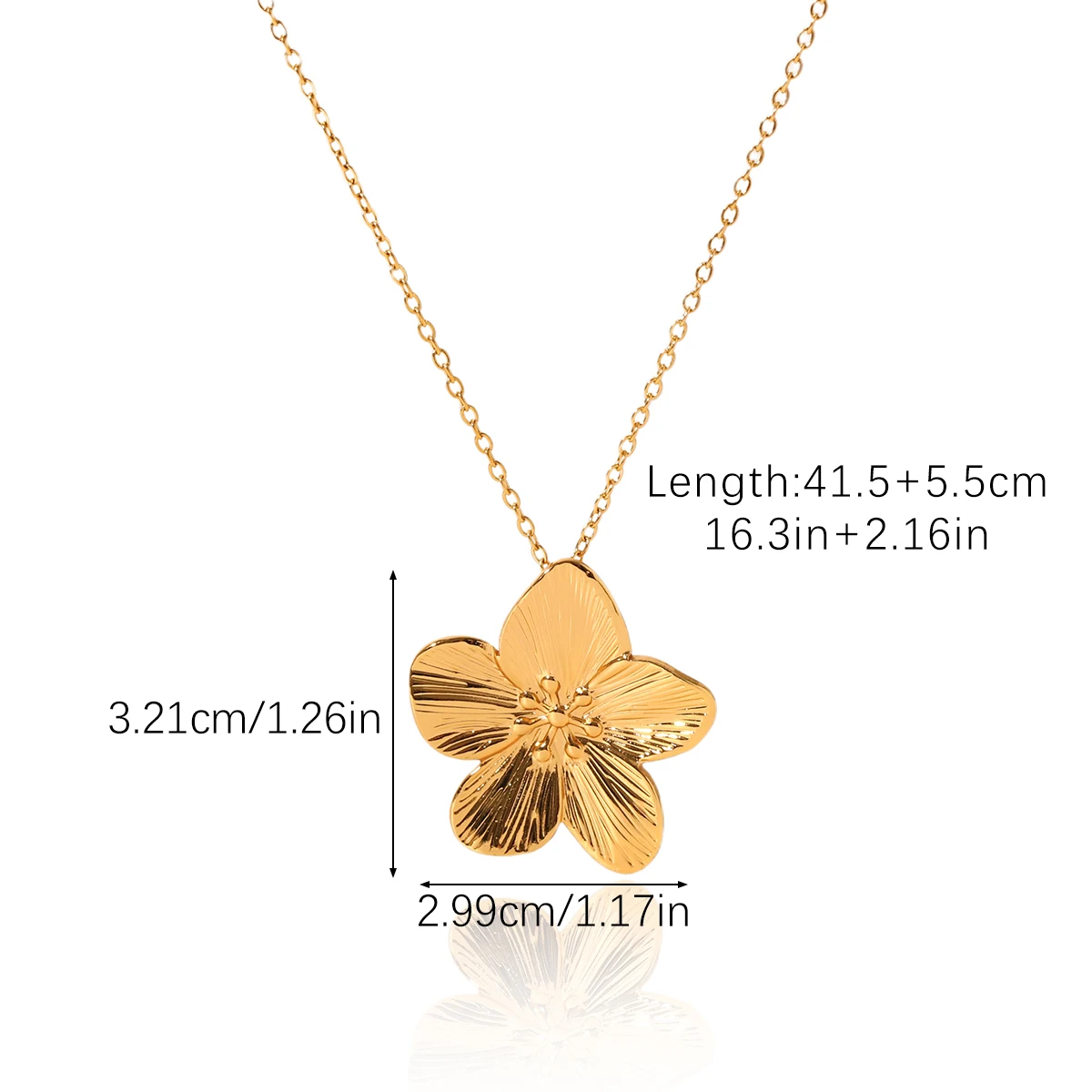 Wasserdichter, 18 Karat vergoldeter Edelstahl-Blumenarmreif, offener Armreif, Ohrringe, Ringe für Damen, trendiger Schmuck – Detail 12