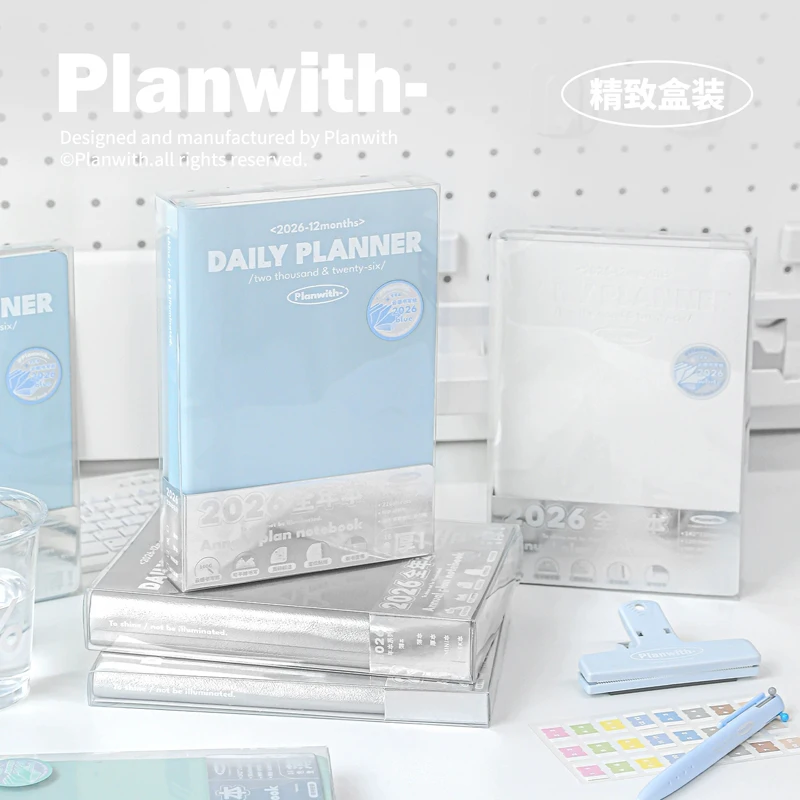 Planwith 2026 المحمولة سليم A5 دفتر مخطط السنة السنوية شهر أسابيع خطة صفحة واحدة يوميا ألوان الموضة أفضل الهدايا لعام 2026