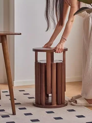4pcs Foldable Solid Wood Stool, Living Room Low Stools, Bedroom Dressing Stool, Dinning Room Dinner Stool, Round Small Table