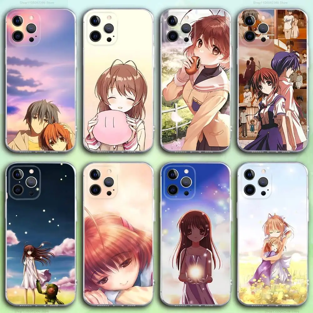 

C-Clannad Anime Phone Case For iPhone 17,16,15,14,13,12,11 Pro,Max,Plus,X,XS,XR,SE4,E Mini Transparent Soft Cover
