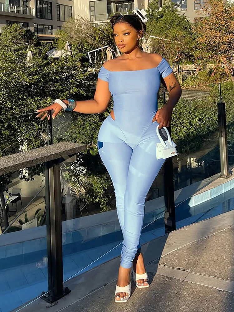 

Cutenew Slash Neck Hipster Jumpsuit Women Waistless Fashion Hottie Sexy Classic Solid Stretch Skinny Street Midnight Clubwear