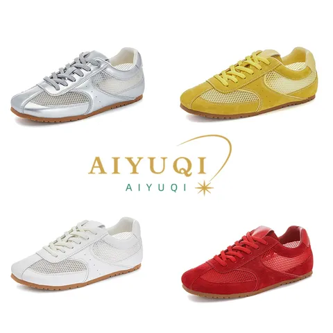 Женские кроссовки AIYUQI, сетчатые, летние немецкие тренировочные туфли для женщин, большие размеры, на плоской подошве — фото устройства
