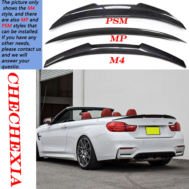 For BMW 4 Series F33 Convertible 2013-2020 M4 MP Carbon Fiber Car Modification With A Smooth Black Rear Trunk Lid Spoiler