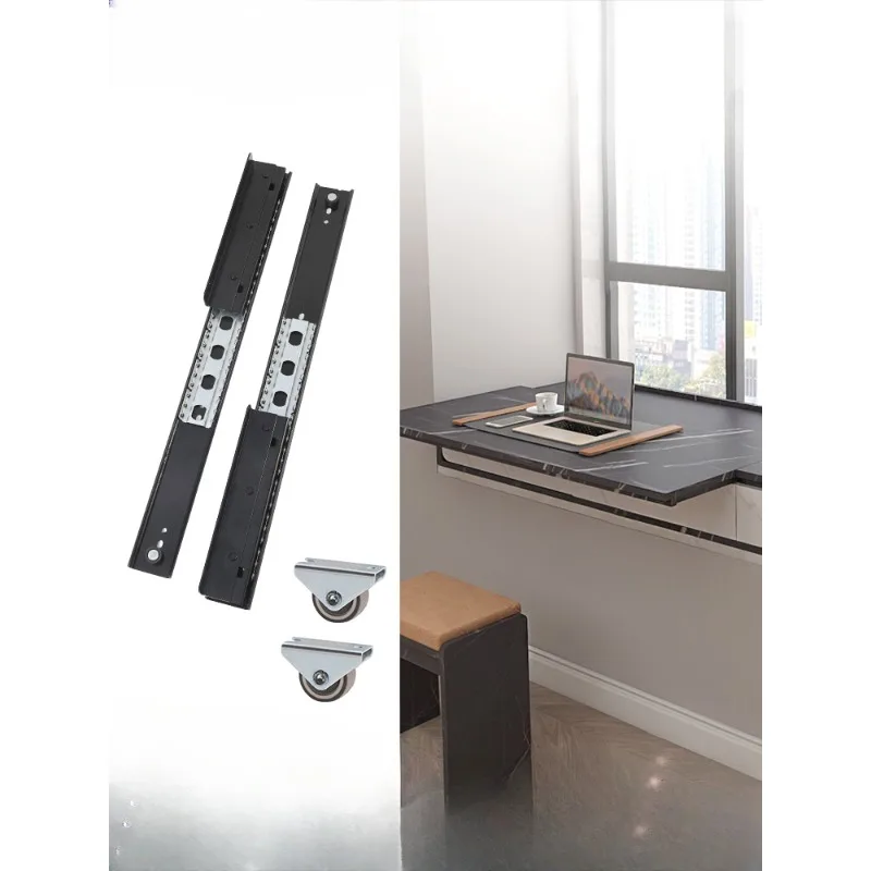 Invisible extension bay window guide rail telescopic track hidden dining table heavy translation slide rail hardware