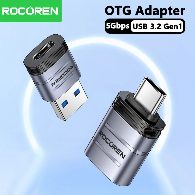 Rocoren USB Type C OTG Adapter Type-C Male to USB 3.0 3.2 Female Mini Converter For Macbook pro Air Samsung Xiaomi 15 14 Laptop