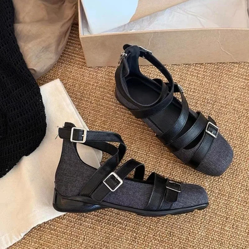 Design Round Toe Women Ballet Flats 2025 Ins Style Buckle Belt Ballerina Shoes Light Comfortable Leisure Female Girls Footwear