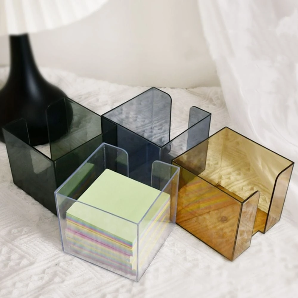 INS Chic Acrylic Note Holder Transparent Waterproof Clear Note Box Efficient Card Paper Desk Organizer Desktop