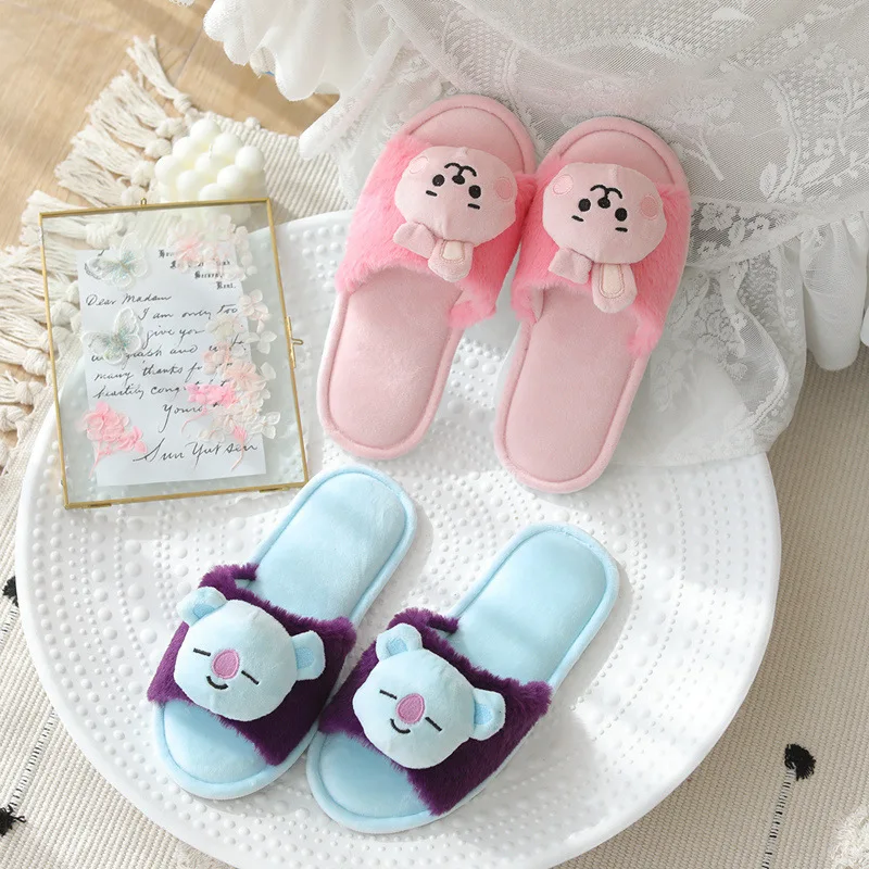 Hot Anime Cartoon Bt21 Shooky Chimmy Women's Slippers Y2K Versatile for All Seasons Indoor Home Non-Slip Plush Slippers Gifts