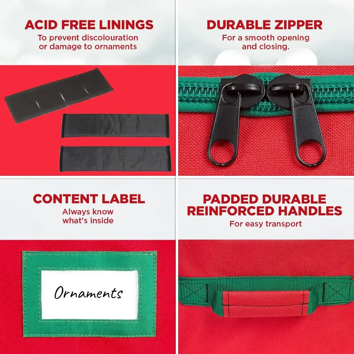 صندوق تخزين تمثال كسارة البندق لعيد الميلاد - يحمل 72 زينة، ومقصورة قابلة للتعديل، ومواد شديدة التحمل