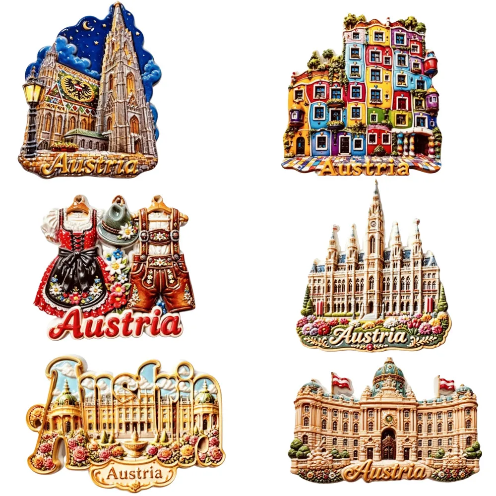 Europe  Austria 3D Fridge Magnets Tourism Souvenir Refrigerator Magnets Sticker