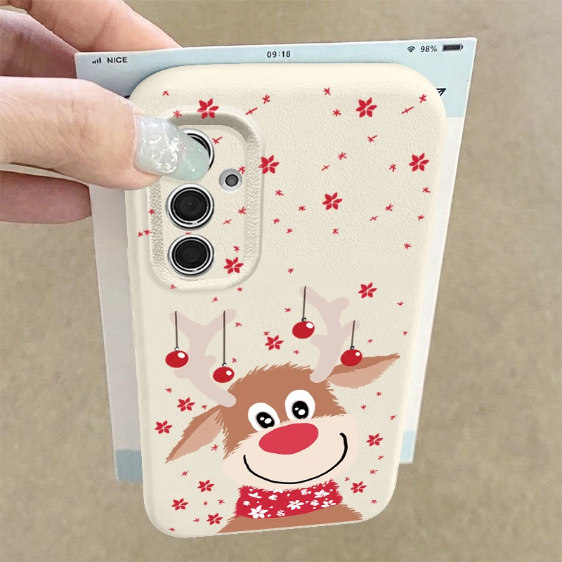 

Case For Samsung Galaxy A17 A56 A16 A36 A26 A55 A15 A25 A54 5G S25 Edge S24 S22 Ultra S23 FE Christmas Elk Soft TPU Phone Cover