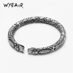 WYEAIIR 925 Sterling Silver Retro Thai Silver Dragon Fine Jewelry Luxury Resizable Opening Female Bangle