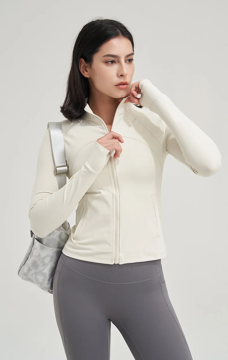 TRY TO BN Yoga Long Sleeve Coat Zipper Loose Sports Tops Breathable Sunscreen T Shirt Workout Women Running Gym Clothing Fitness