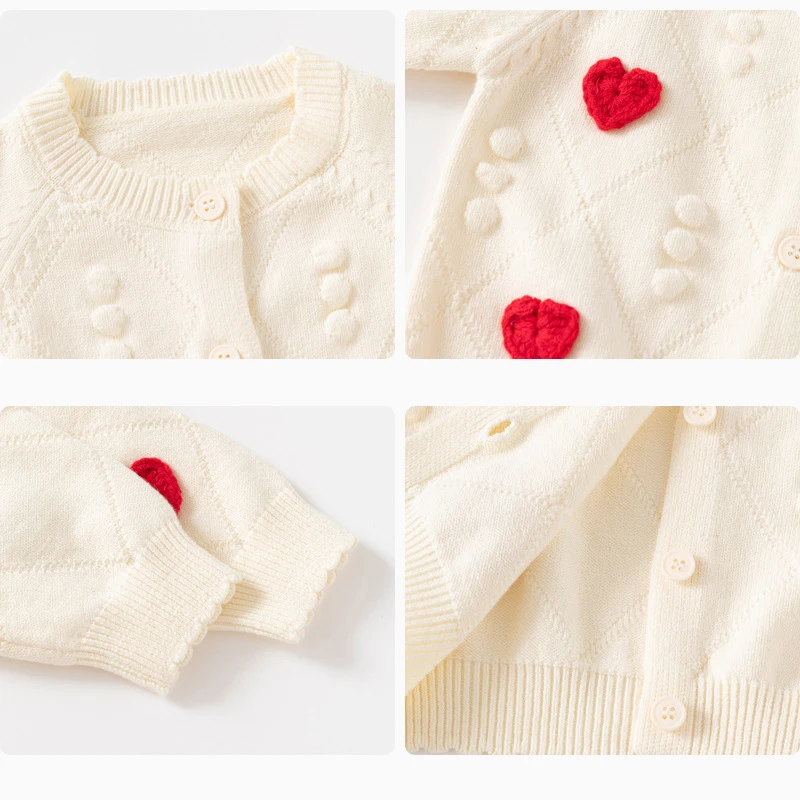 Autumn Toddler Girls Sweaters Cotton Knitted Love Embroidery Solid Long Sleeve Versatile Baby Girls Coat Kids Girls Knitwears