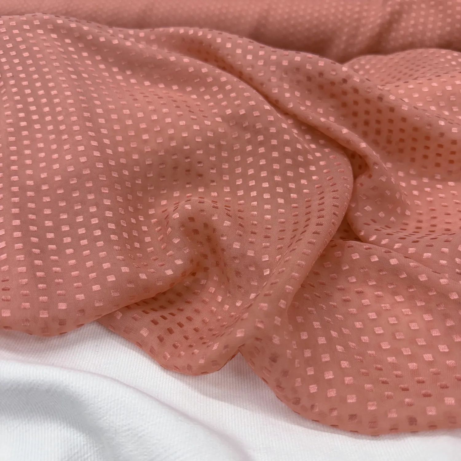 Pink Square Cut Silk Fabric Slightly Transparent Shirt Dress Silkworm Silk Satin Fabric
